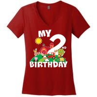 2 Year Old Farm My 2nd Birthday Women's V-Neck T-Shirt