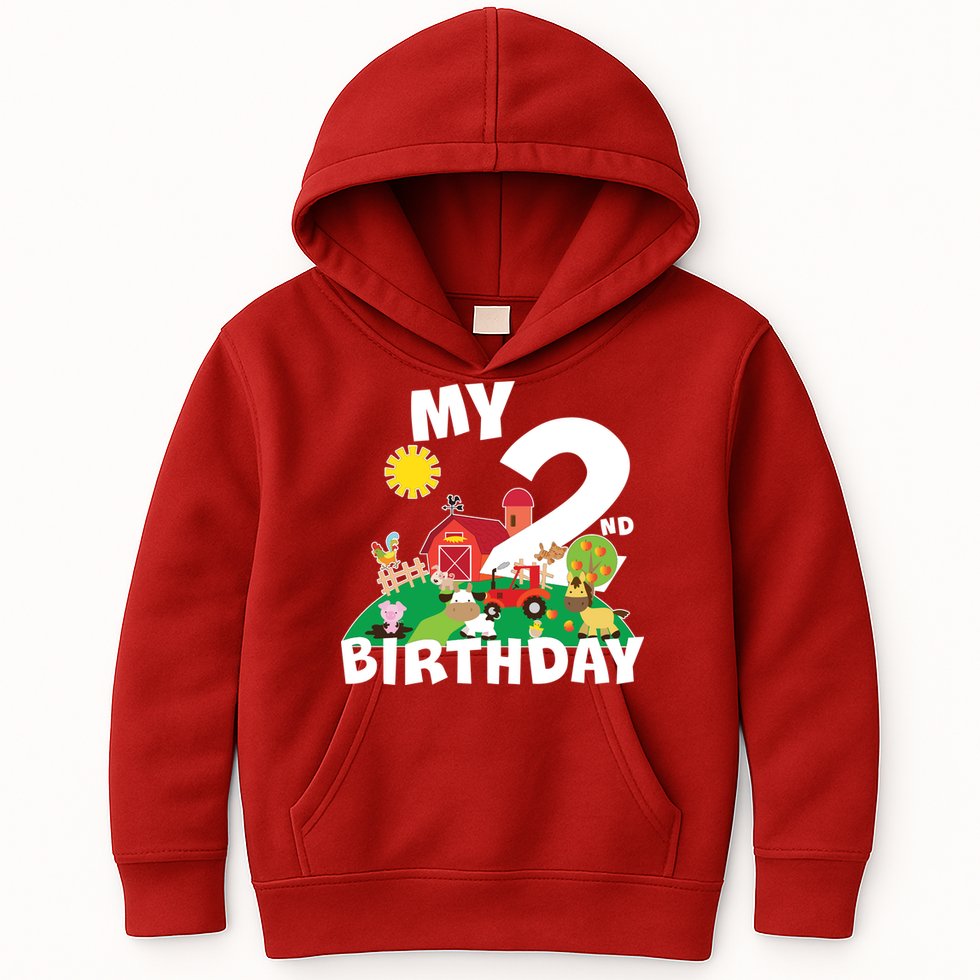 2 Year Old Farm My 2nd Birthday Kids Hoodie