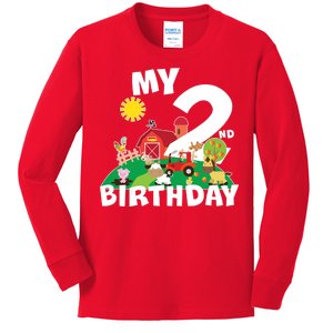 2 Year Old Farm My 2nd Birthday Kids Long Sleeve Shirt