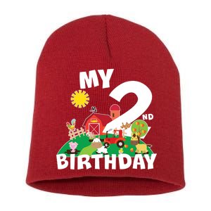 2 Year Old Farm My 2nd Birthday Short Acrylic Beanie