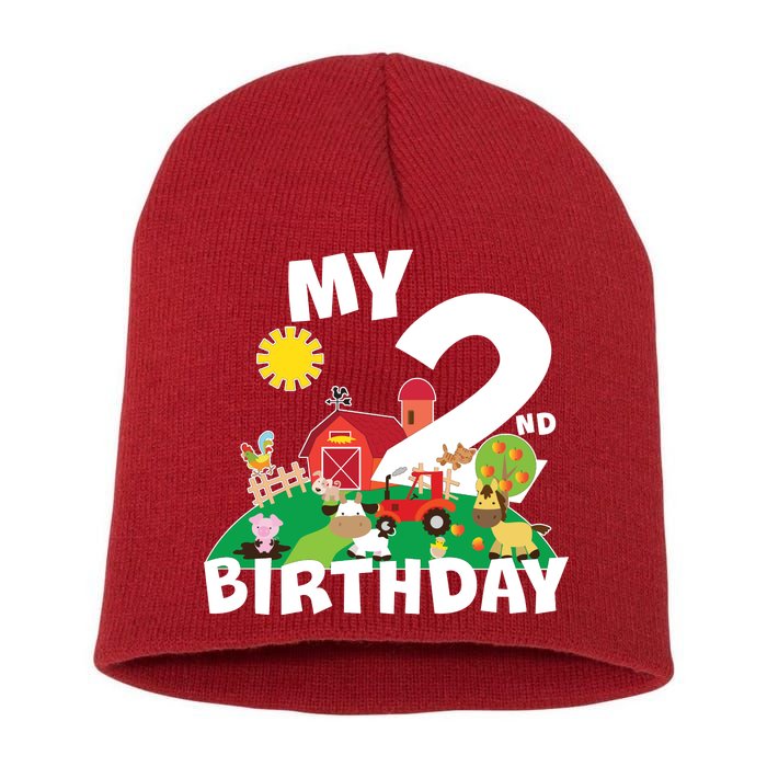 2 Year Old Farm My 2nd Birthday Short Acrylic Beanie