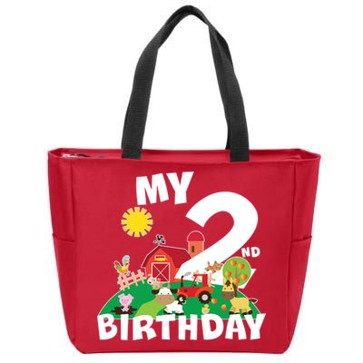 2 Year Old Farm My 2nd Birthday Zip Tote Bag
