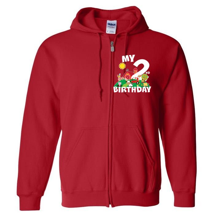 2 Year Old Farm My 2nd Birthday Full Zip Hoodie