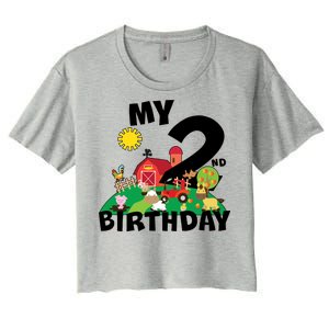 2 Year Old Farm My 2nd Birthday Women's Crop Top Tee