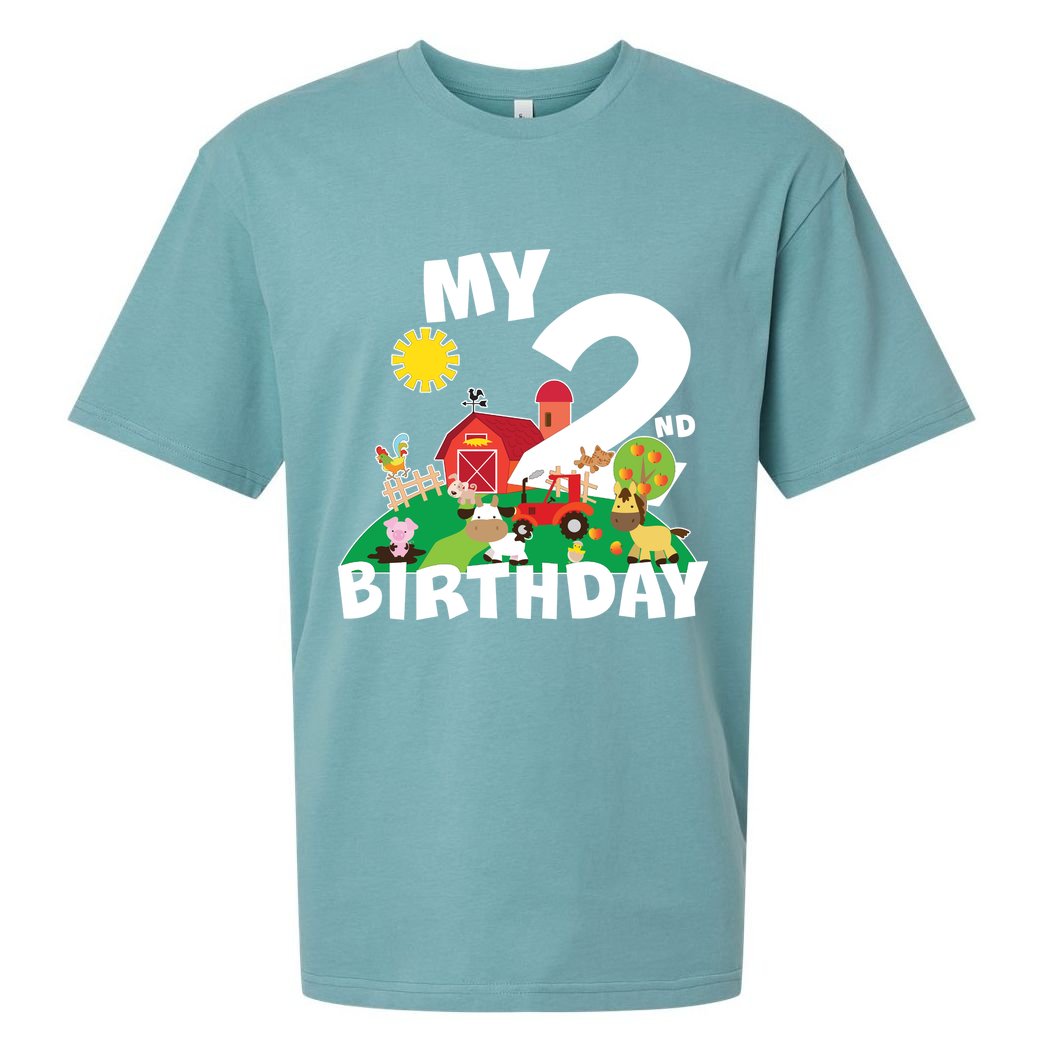 2 Year Old Farm My 2nd Birthday Sueded Cloud Jersey T-Shirt