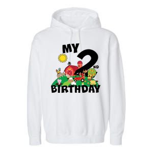 2 Year Old Farm My 2nd Birthday Garment-Dyed Fleece Hoodie