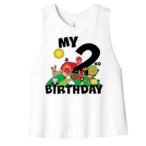 2 Year Old Farm My 2nd Birthday Women's Racerback Cropped Tank