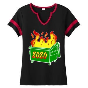 2020 Dumpster Fire Funny Disaster Ladies Halftime Notch Neck Tee