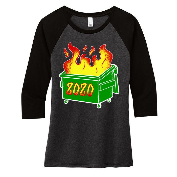 2020 Dumpster Fire Funny Disaster Women's Tri-Blend 3/4-Sleeve Raglan Shirt