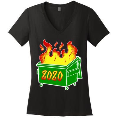 2020 Dumpster Fire Funny Disaster Women's V-Neck T-Shirt