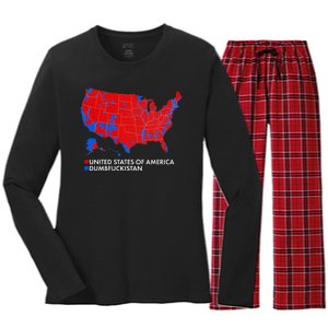 2020 Election Electoral Map Pro Trump Women's Long Sleeve Flannel Pajama Set 