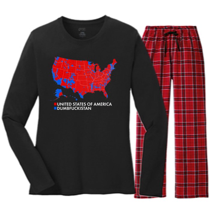 2020 Election Electoral Map Pro Trump Women's Long Sleeve Flannel Pajama Set 