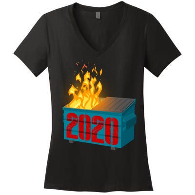 2020 Sucks A Dumpster Fire Women's V-Neck T-Shirt