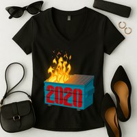 2020 Sucks A Dumpster Fire Women's V-Neck T-Shirt