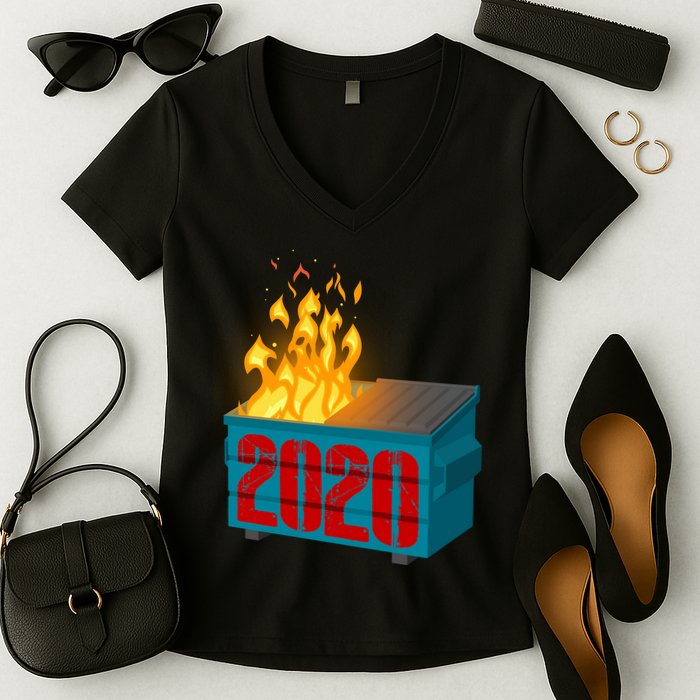 2020 Sucks A Dumpster Fire Women's V-Neck T-Shirt