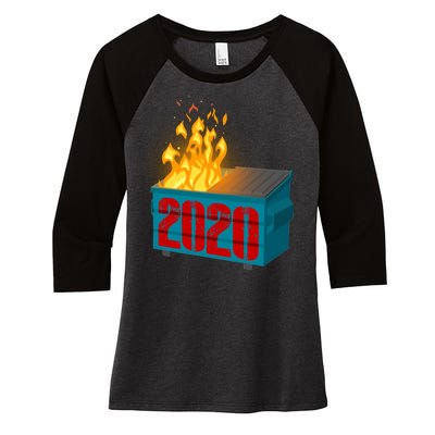 2020 Sucks A Dumpster Fire Women's Tri-Blend 3/4-Sleeve Raglan Shirt