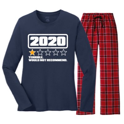 2020 Terrible Would Not Recommend One Star Rating Women's Long Sleeve Flannel Pajama Set 