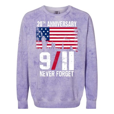 20th Anniversary Never Forget 9/11 September 11th Colorblast Crewneck Sweatshirt