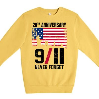 20th Anniversary Never Forget 9/11 September 11th Premium Crewneck Sweatshirt