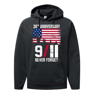 20th Anniversary Never Forget 9/11 September 11th Performance Fleece Hoodie