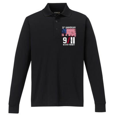 20th Anniversary Never Forget 9/11 September 11th Performance Long Sleeve Polo