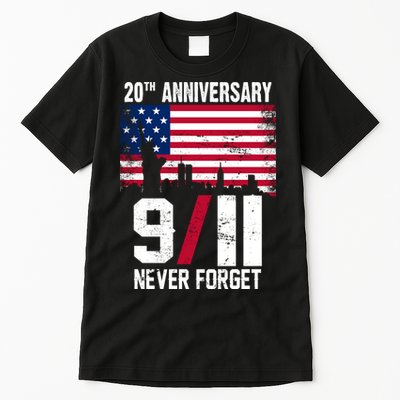 20th Anniversary Never Forget 9/11 September 11th Tall T-Shirt