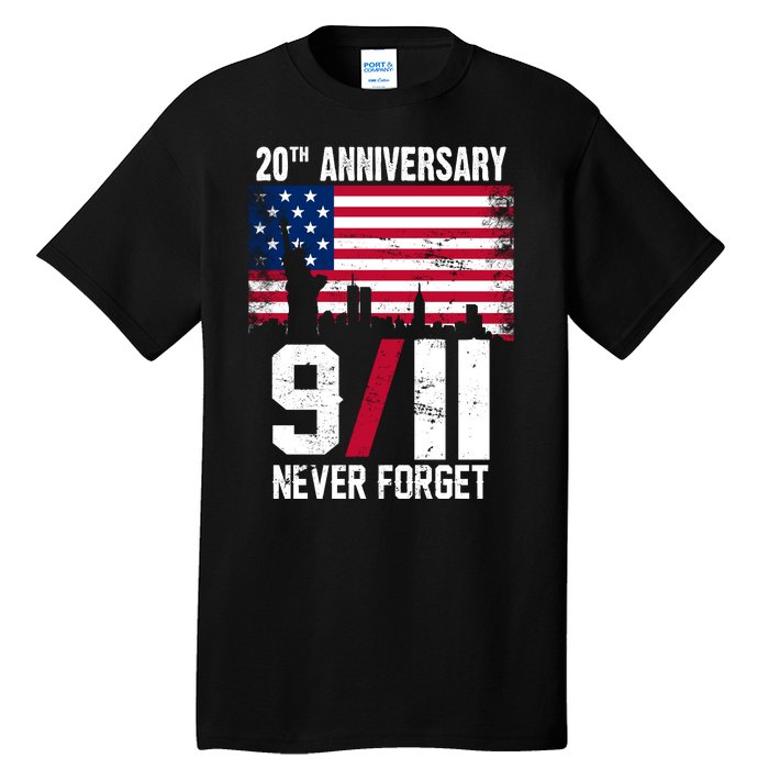 20th Anniversary Never Forget 9/11 September 11th Tall T-Shirt