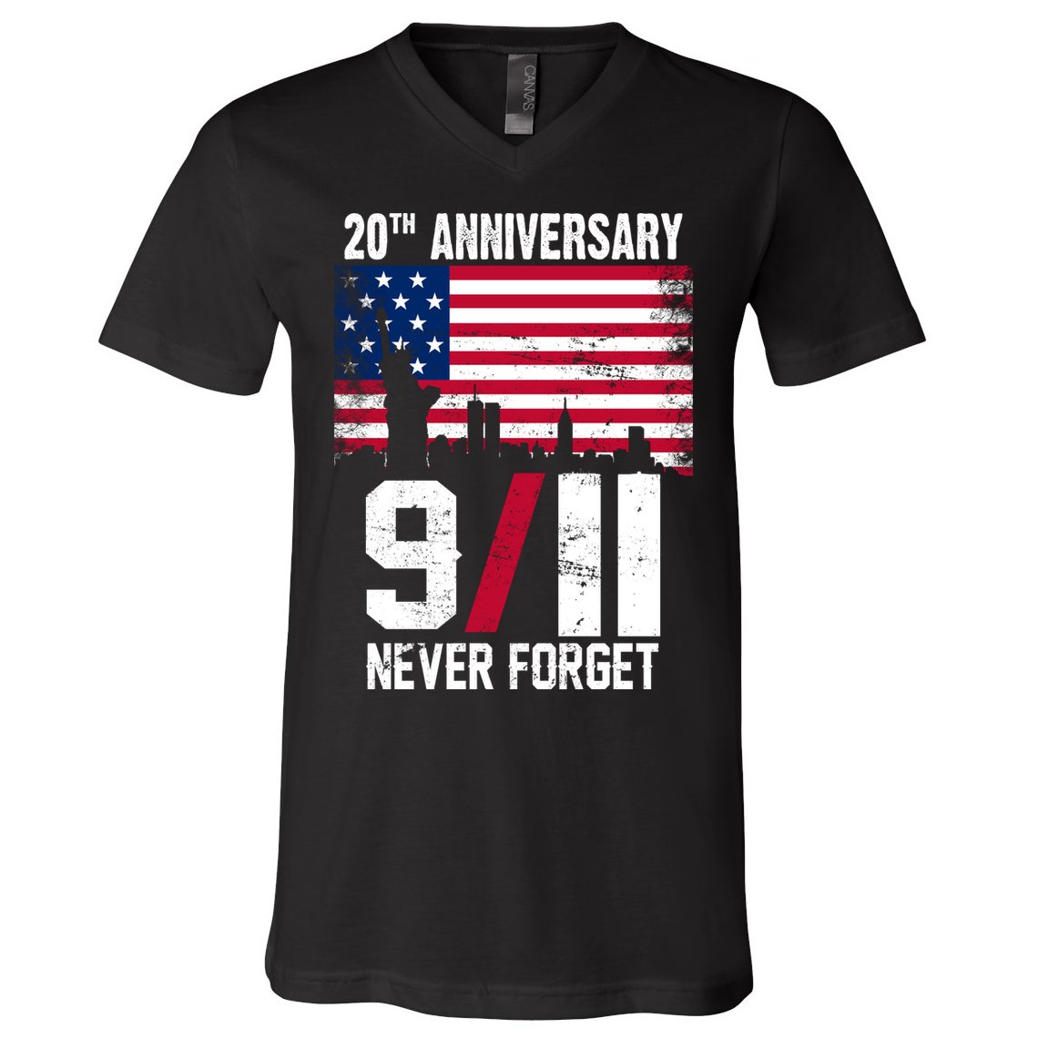 20th Anniversary Never Forget 9/11 September 11th V-Neck T-Shirt