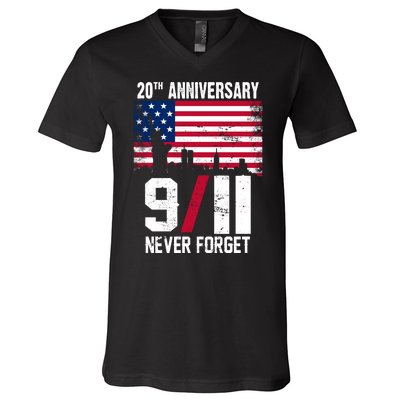 20th Anniversary Never Forget 9/11 September 11th V-Neck T-Shirt