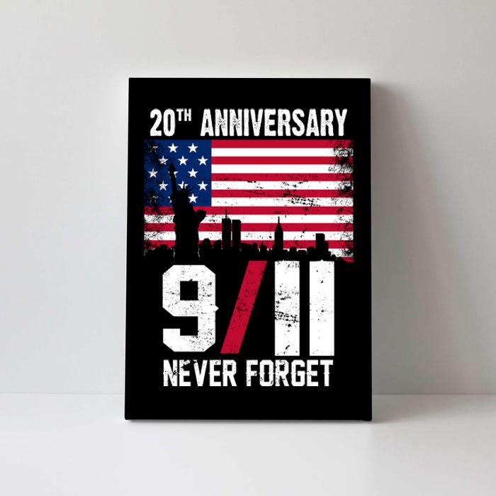 20th Anniversary Never Forget 9/11 September 11th Canvas