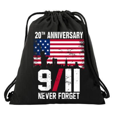 20th Anniversary Never Forget 9/11 September 11th Drawstring Bag