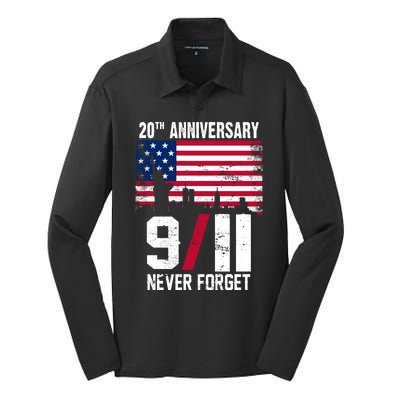 20th Anniversary Never Forget 9/11 September 11th Silk Touch Performance Long Sleeve Polo