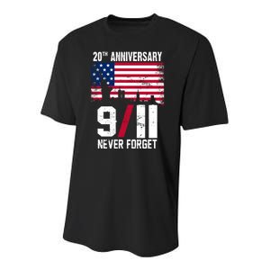 20th Anniversary Never Forget 9/11 September 11th Youth Performance Sprint T-Shirt