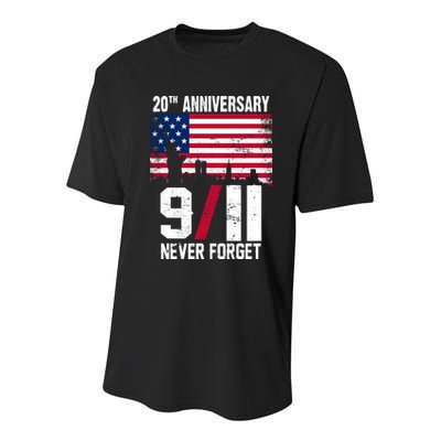 20th Anniversary Never Forget 9/11 September 11th Youth Performance Sprint T-Shirt