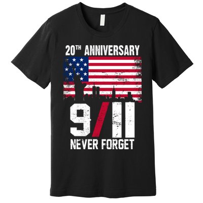 20th Anniversary Never Forget 9/11 September 11th Premium T-Shirt