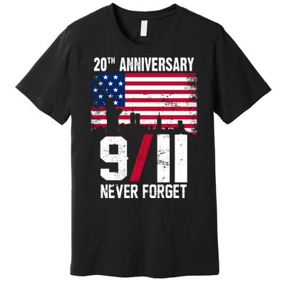 20th Anniversary Never Forget 9/11 September 11th Premium T-Shirt