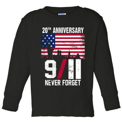 20th Anniversary Never Forget 9/11 September 11th Toddler Long Sleeve Shirt