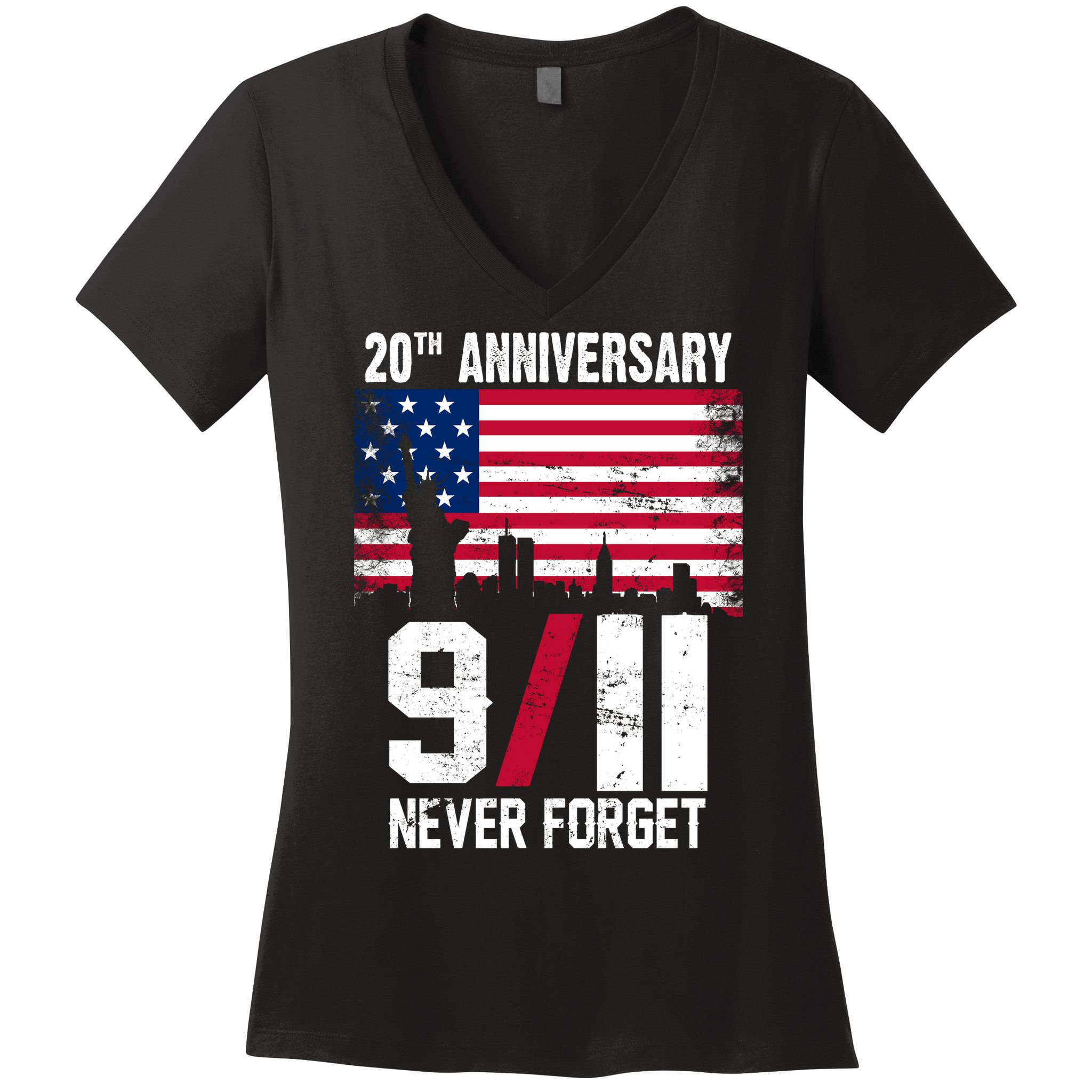 20th Anniversary Never Forget 9/11 September 11th Women's V-Neck T-Shirt