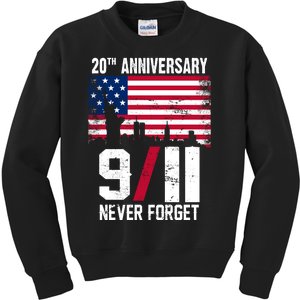 20th Anniversary Never Forget 9/11 September 11th Kids Sweatshirt