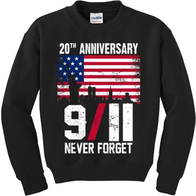 20th Anniversary Never Forget 9/11 September 11th Kids Sweatshirt