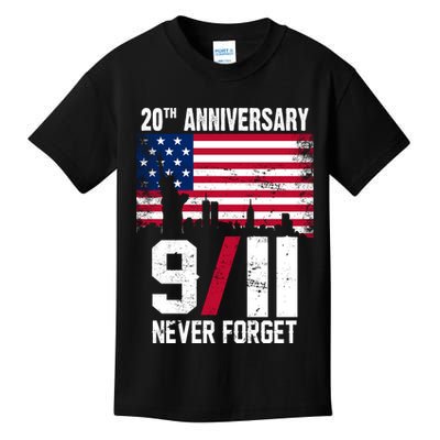 20th Anniversary Never Forget 9/11 September 11th Kids T-Shirt