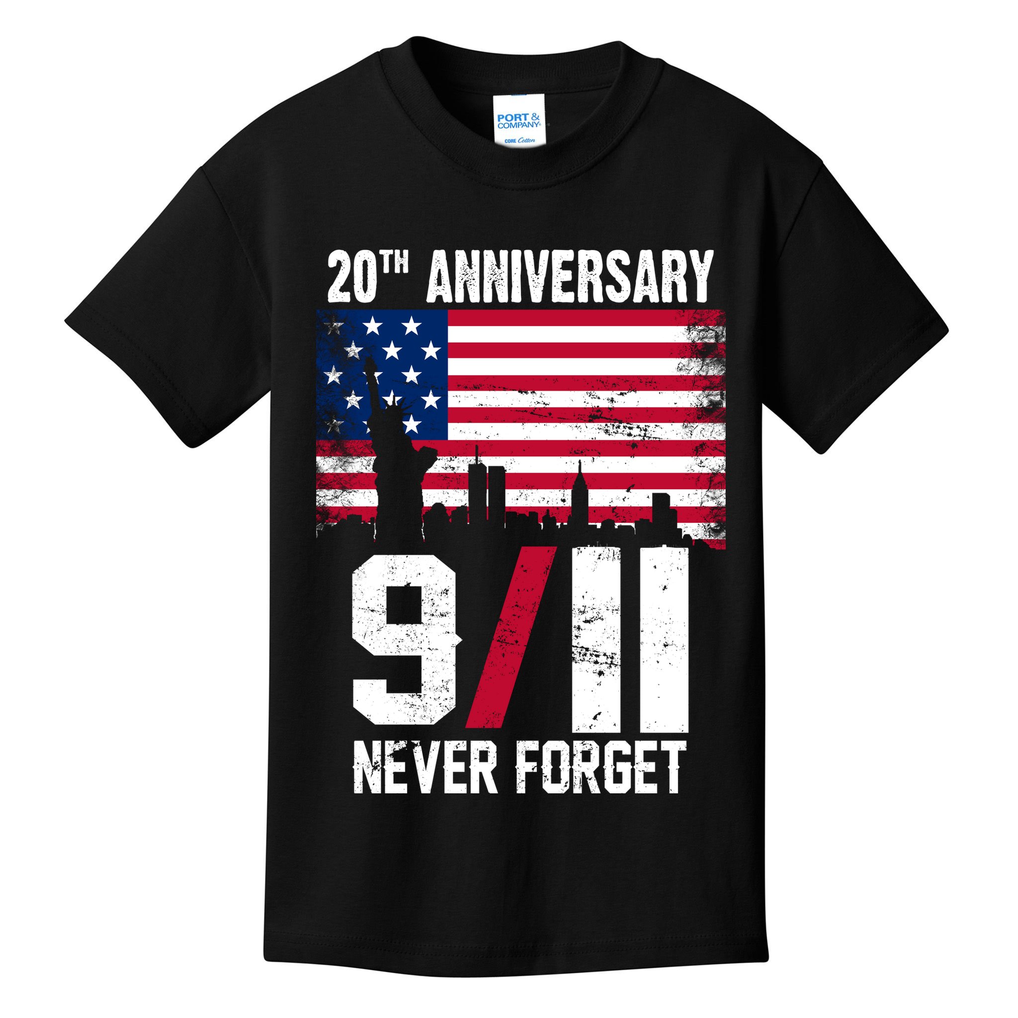 20th Anniversary Never Forget 9/11 September 11th Kids T-Shirt