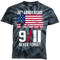 20th Anniversary Never Forget 9/11 September 11th Kids Tie-Dye T-Shirt