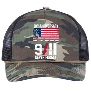 20th Anniversary Never Forget 9/11 September 11th Retro Rope Trucker Hat Cap