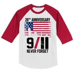 20th Anniversary Never Forget 9/11 September 11th Kids Colorblock Raglan Jersey