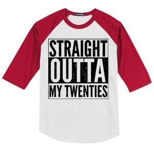 20th Birthday - Straight Outta My Twenties Kids Colorblock Raglan Jersey