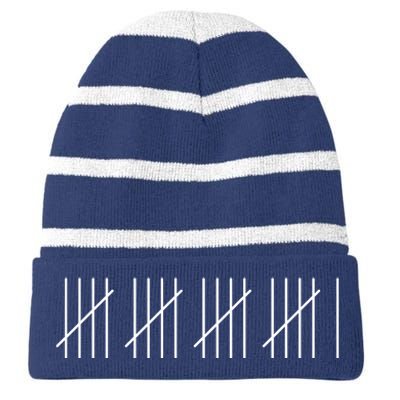 21 Twenty-One Years Old 21st Birthday Lines Striped Beanie with Solid Band