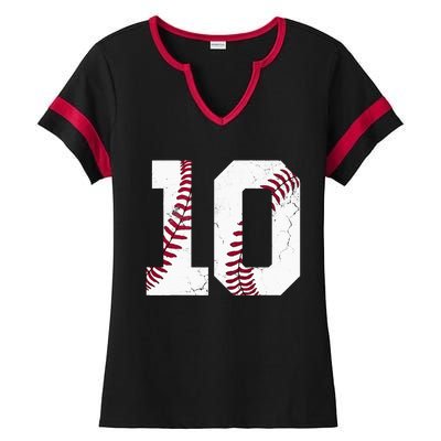 2013 10th Birthday Baseball Kids Ten 10 Tenth Gift Ladies Halftime Notch Neck Tee