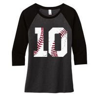 2013 10th Birthday Baseball Kids Ten 10 Tenth Gift Women's Tri-Blend 3/4-Sleeve Raglan Shirt