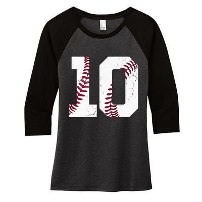 2013 10th Birthday Baseball Kids Ten 10 Tenth Gift Women's Tri-Blend 3/4-Sleeve Raglan Shirt